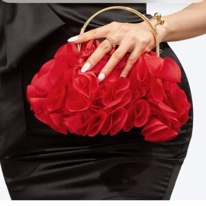 Red Ruffled Women's Shoulder Bag Evening Bag Very S*x In The City Clutch
